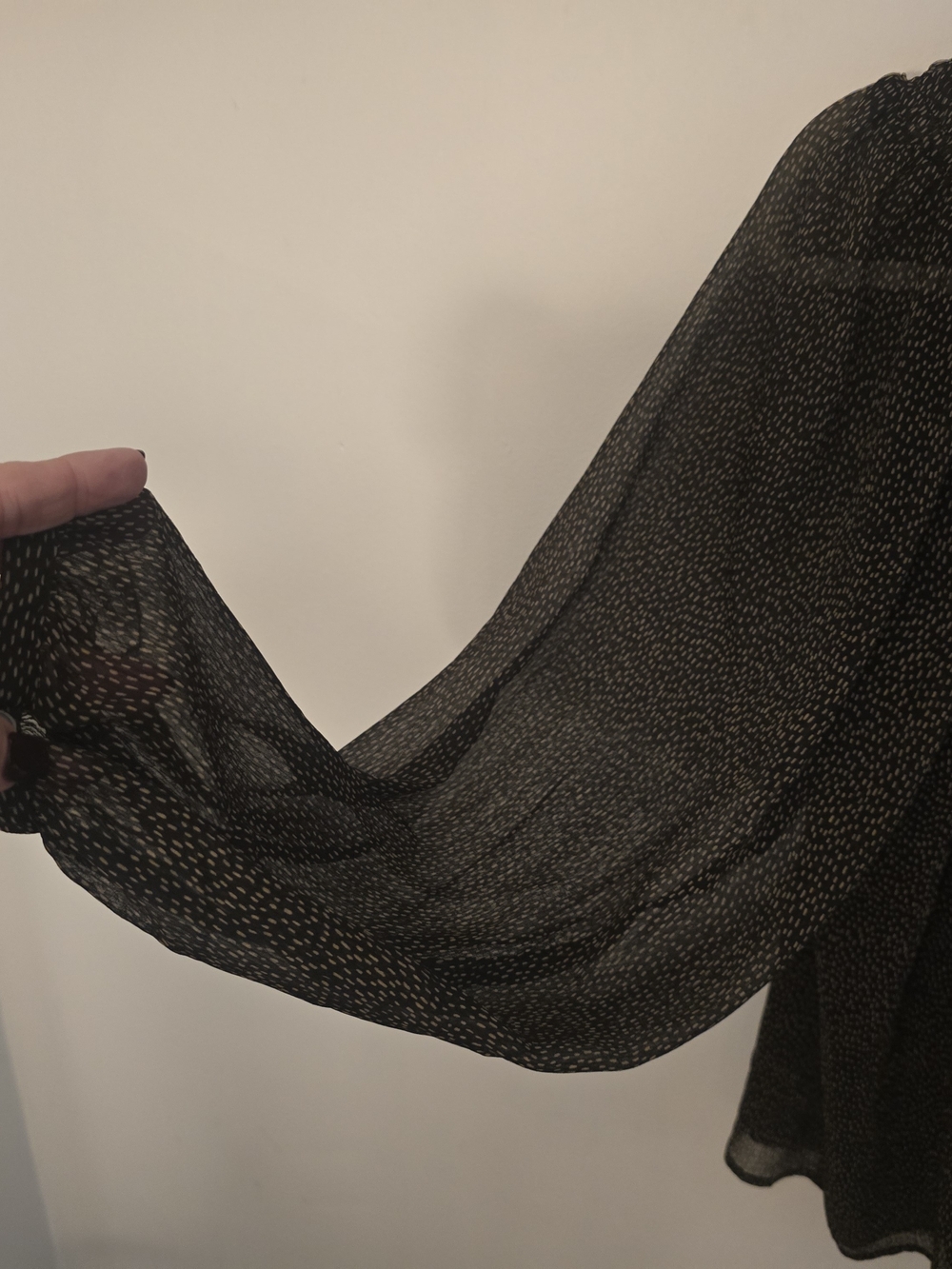 LOFT Black Speckled Smocked-Neck Blouse - Picture 6 of 7